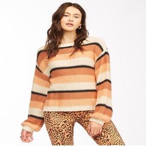 Billabong Orange and Cream Striped Sweater